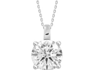 Round 0.50ct Lab Diamond 4 Claw Solitaire Pendant With Bail - With Chain in 9K White Gold