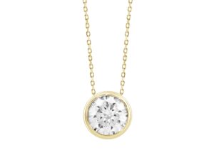 Round 1.00ct Lab Diamond Bezel Set Slider Pendant With Chain in 9K Yellow Gold