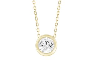 Round 0.50ct Lab Diamond Bezel Set Slider Pendant With Chain in 18K Yellow Gold