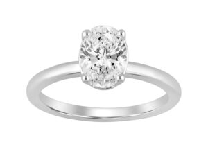 Oval 1.00ct Lab Diamond 4 Claw Solitaire With Rounded Band in 18K White Gold