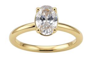 Oval 1.00ct Lab Diamond 4 Claw Solitaire With Rounded Band in 18K Yellow Gold