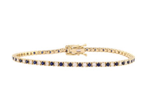 3.80ct Mined Diamond Alternating Bracelet With Sapphire and Diamond in 9K White Gold