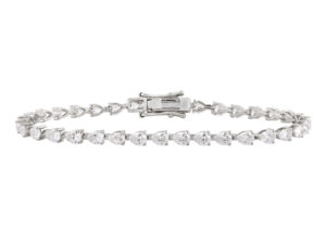Pear 5.00ct Lab Diamond Claw Set Tennis Bracelet in 18K White Gold